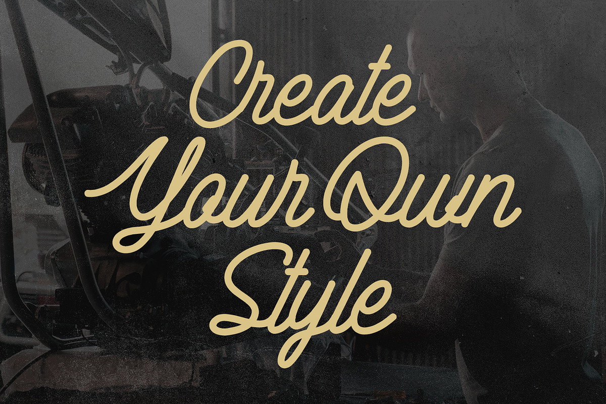 Heatched Monoline Script Font Retro, a Script Font by Maulana Creative (Photo 7 of 7)