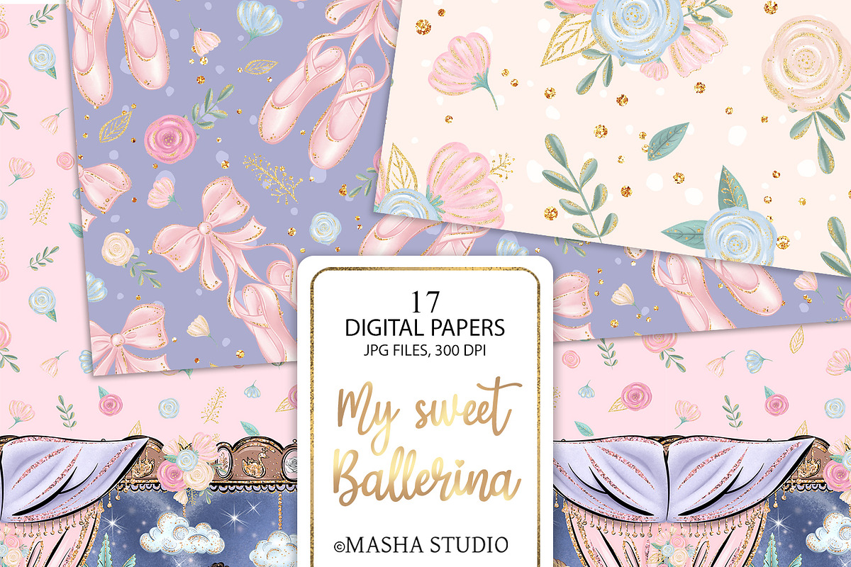 Ballerina Seamless Digital Papers, a Pattern Graphic by Masha  Studio (Photo 6 of 10)