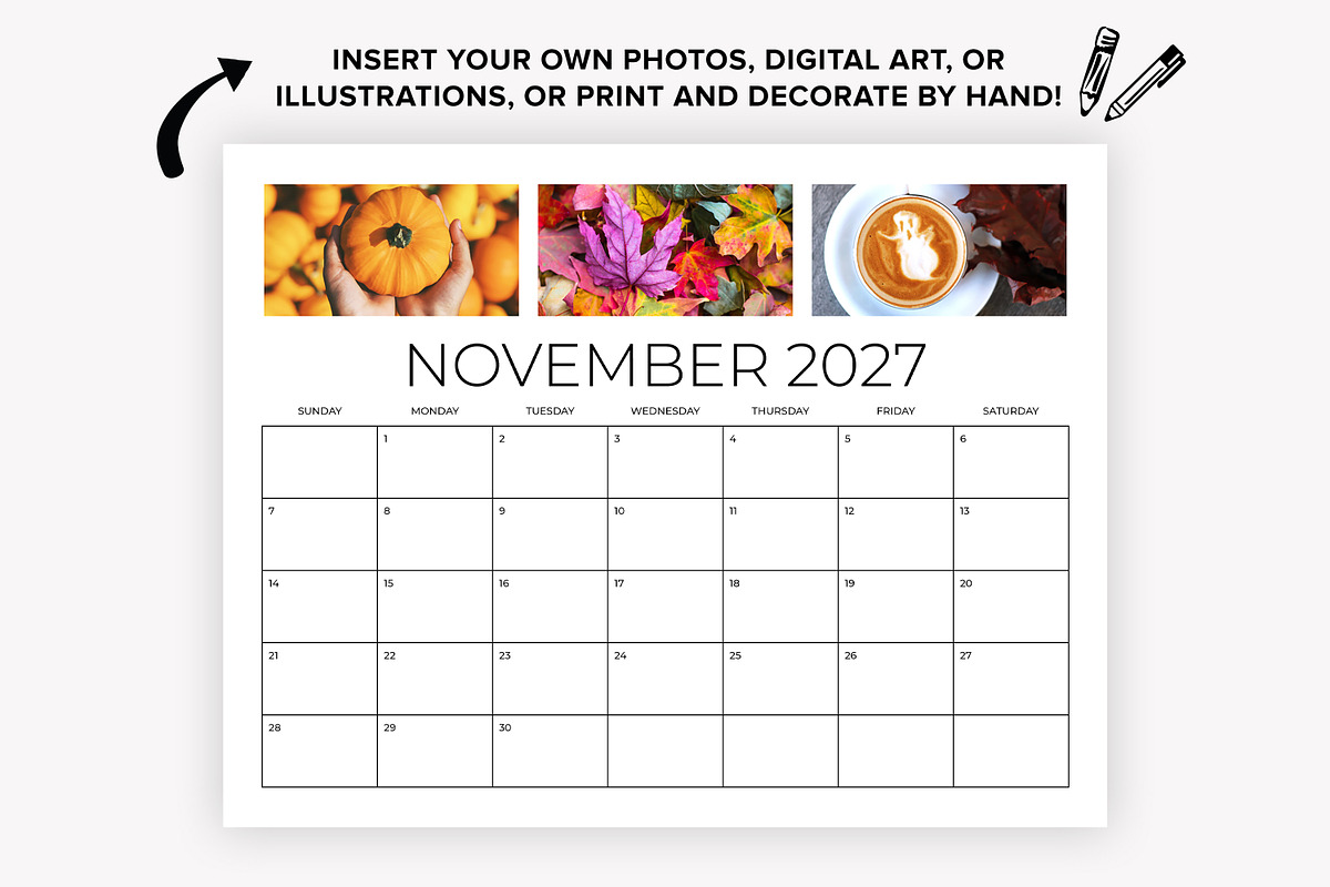 2027 8.5x11 Inch DIY Calendar preview 4