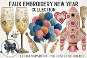 Faux Embroidery New Year Clipart, a Seasonal Illustration by RobertsArt (Thumbnail 1 of 7)
