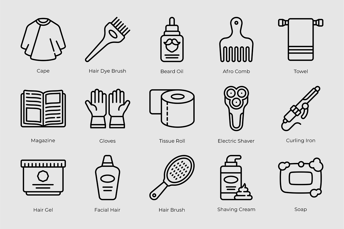 Barbershop Icons, an Outline Icon by Tekuni (Photo 4 of 6)