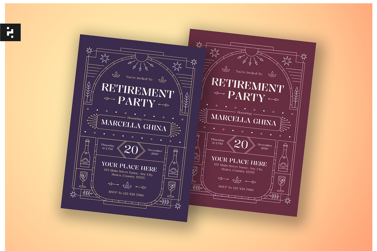 Retirement Party Invitation Art Deco, a Card Template by Neermana (Photo 1 of 4)