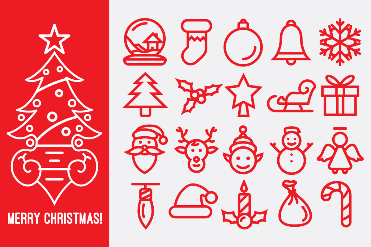 Christmas Line Icons, an Outline Icon by pixaroma