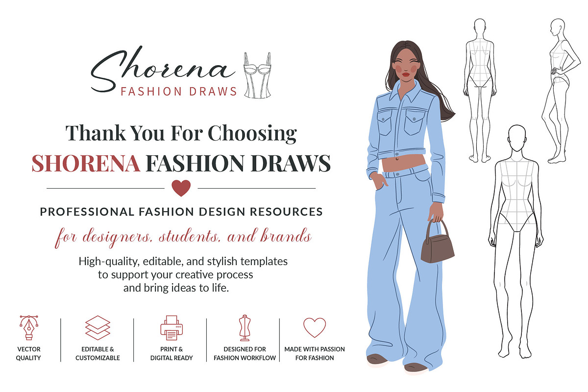 Female Fashion Croquis Flat Shoes, a Person Illustration by Shorena Fashion Draws (Photo 8 of 8)