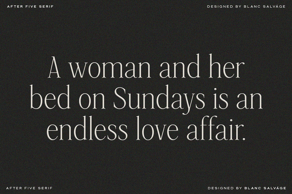 After Five Luxury Serif, a Serif Font by Blanc Salváge (Photo 5 of 9)