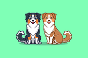 Cute Couple Australian Shepherd Dog, an Animal Illustration by Catalyst Labs (Thumbnail 2 of 3)