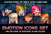 Emotion female icons with long hair, a Person Illustration by Saranai Store (Thumbnail 1 of 5)