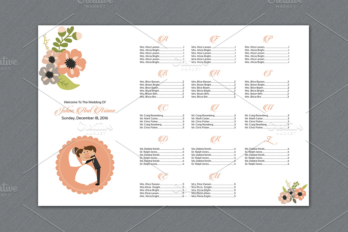 Wedding Seating Chart Template, an Invitation Template by retrographix (Photo 1 of 3)