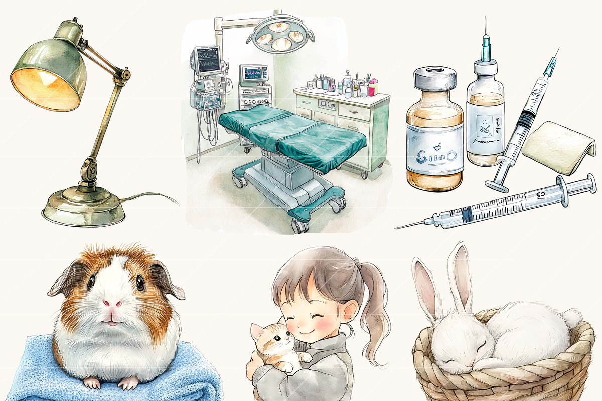 Watercolor Cute Vet Clipart Bundle, a Person Illustration by SparkyDesignsUS (Photo 5 of 8)