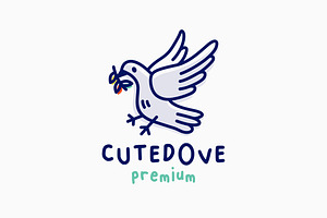 quirky cute dove cartoon logo, a Branding & Logo Template by VASTARD STUDIO