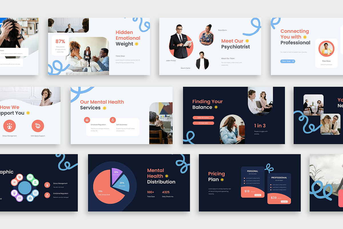 Mental Health Google Slides, a Presentation Template by New Coral Design (Photo 3 of 6)