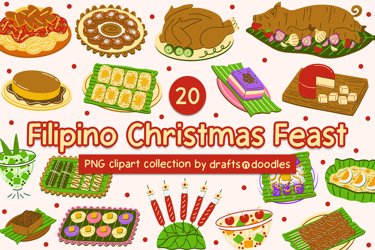 Filipino Christmas Feast Clipart Set, a Food Illustration by Drafts n Doodles (Photo 1 of 3)