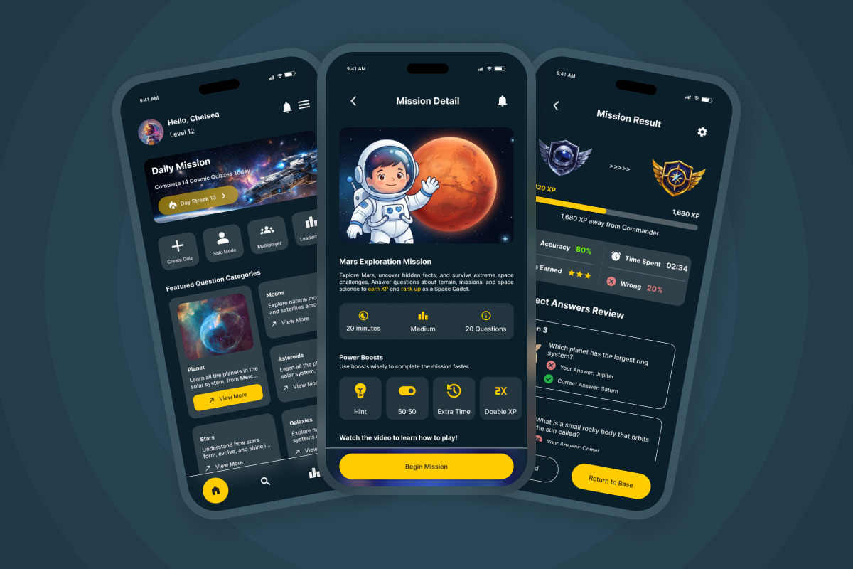 Quizonaut - Space Academy Quiz UI Ap, an App Template by twinstd (Photo 3 of 5)