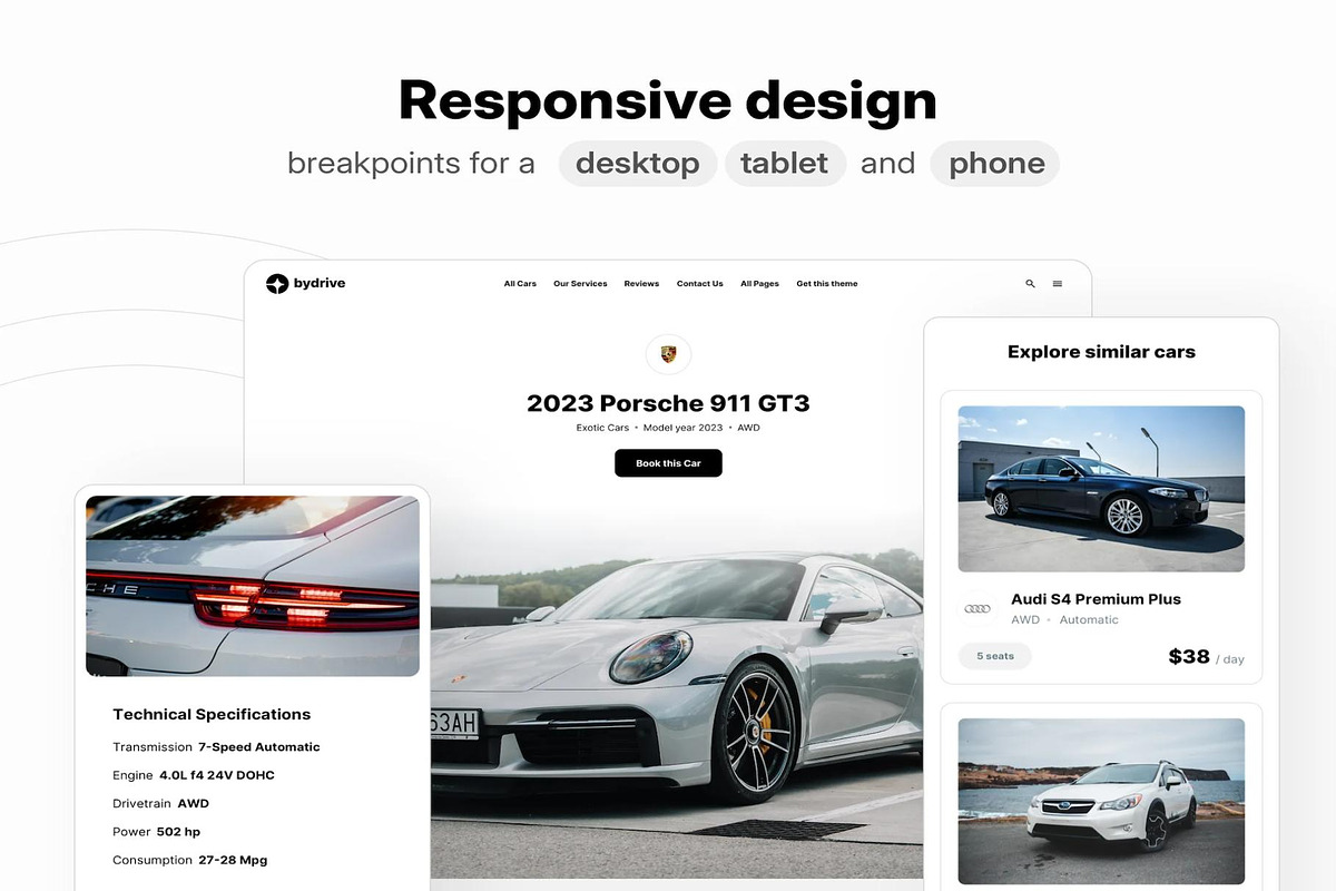 ByDrive - car rental, an UI Kit Template by Lumina_ui_ux202 (Photo 3 of 8)