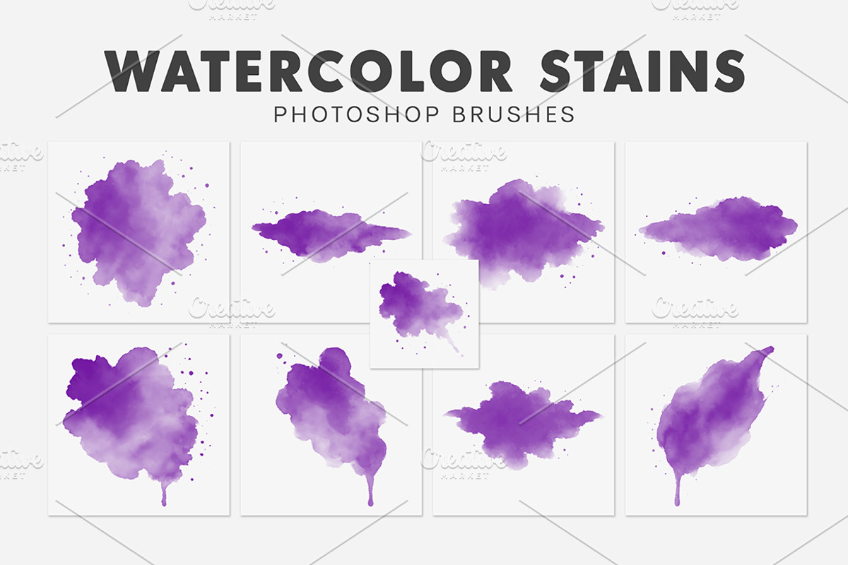 25 Watercolor Stains Brushes, a Brush Add-On by AB-TheDesigner (Photo 4 of 4)