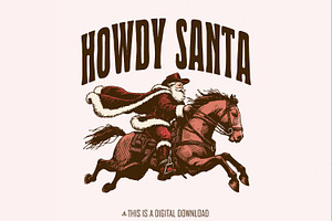 Howdy Santa PNG Digital Download