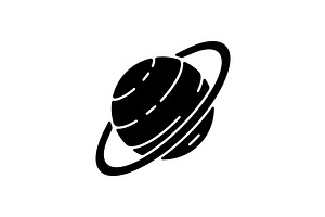 Saturn Black Glyph Icon