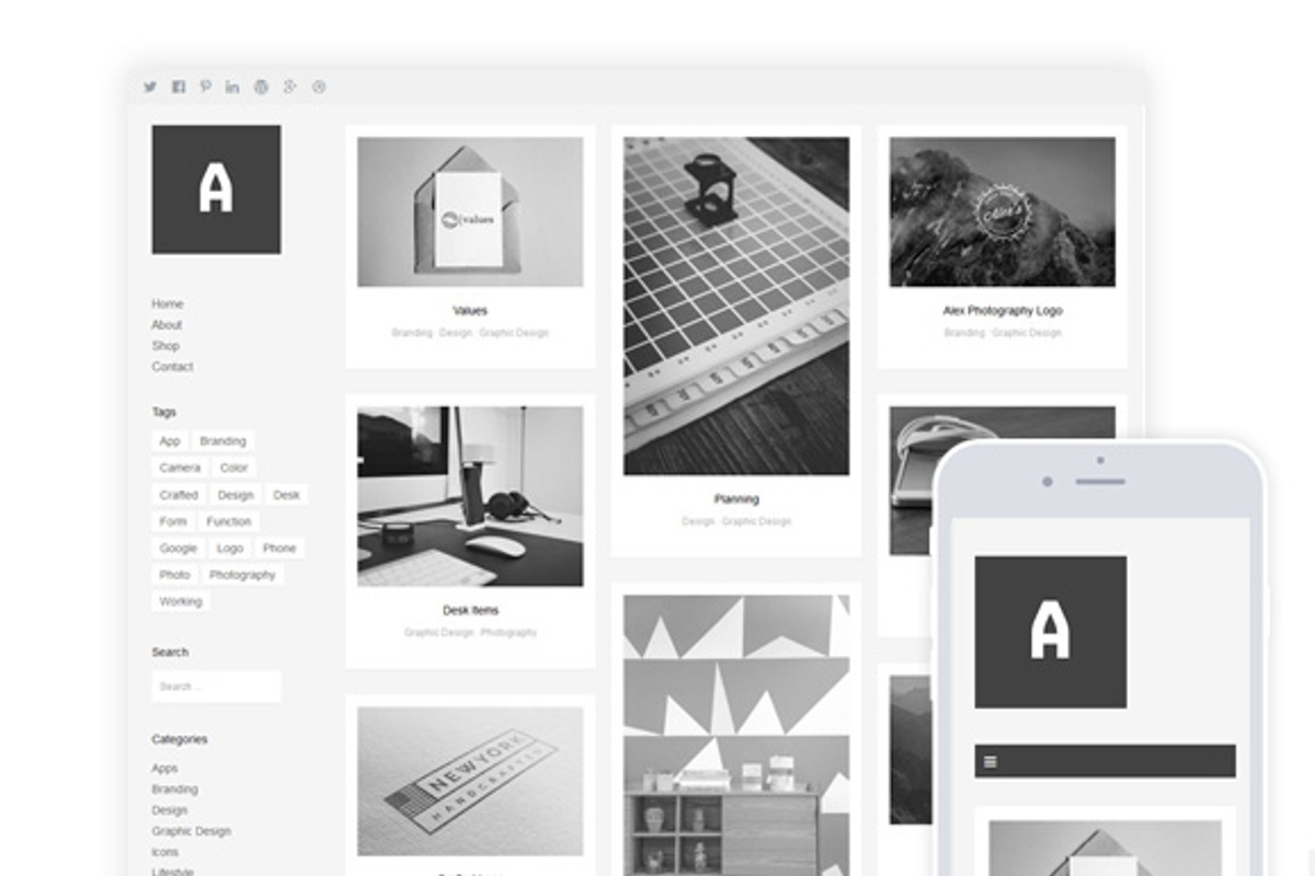 Althea / Grid Portfolio & Shop Theme, a WordPress Template by AlienWP (Photo 1 of 2)