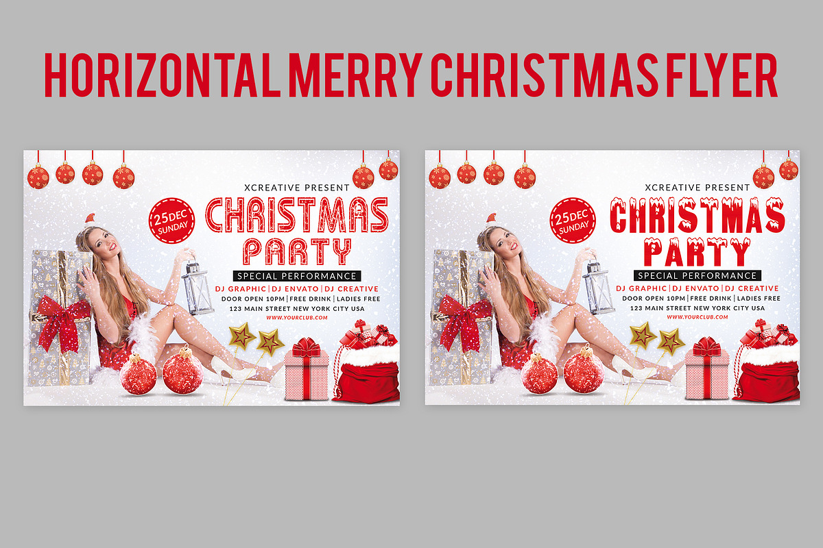 Horizontal Merry Christmas Flyer, a Flyer Template by Creative  designer (Photo 1 of 3)
