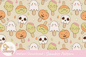 Cute Ice Cream Halloween Seamless