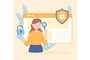 woman data protection, a Technology Illustration by studiogstock