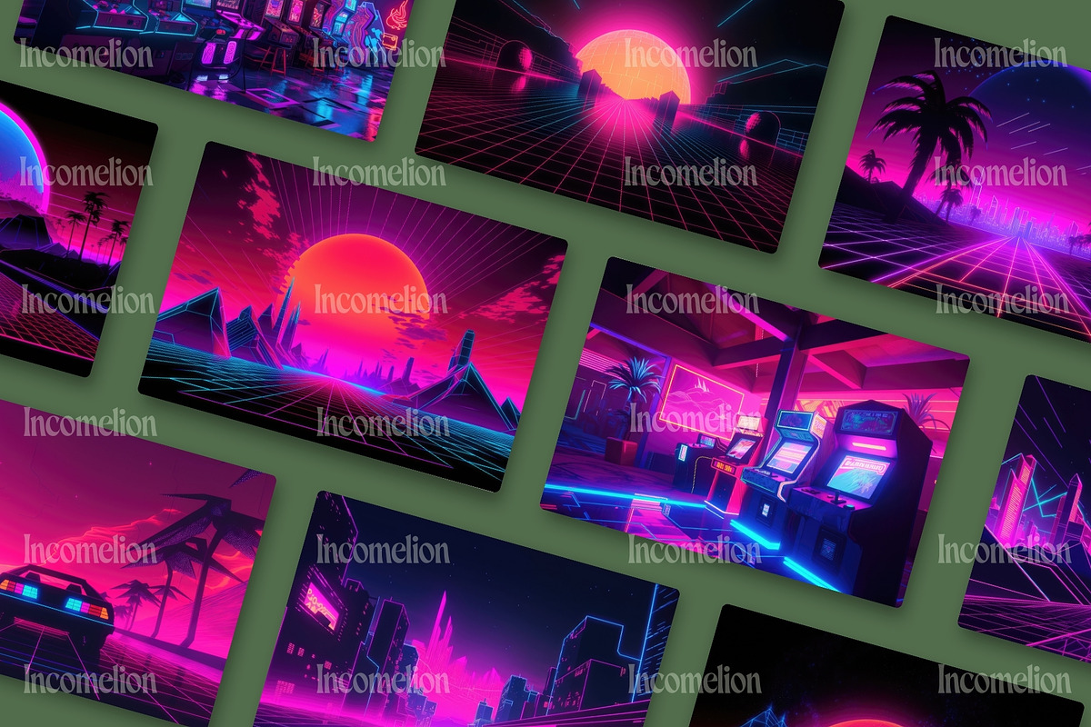 1980s Retrowave Wallpapers, a Technology Illustration by Incomelion (Photo 4 of 6)