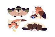 Funny owls, forest birds set, an Animal Illustration by PaperTrident (Thumbnail 3 of 6)