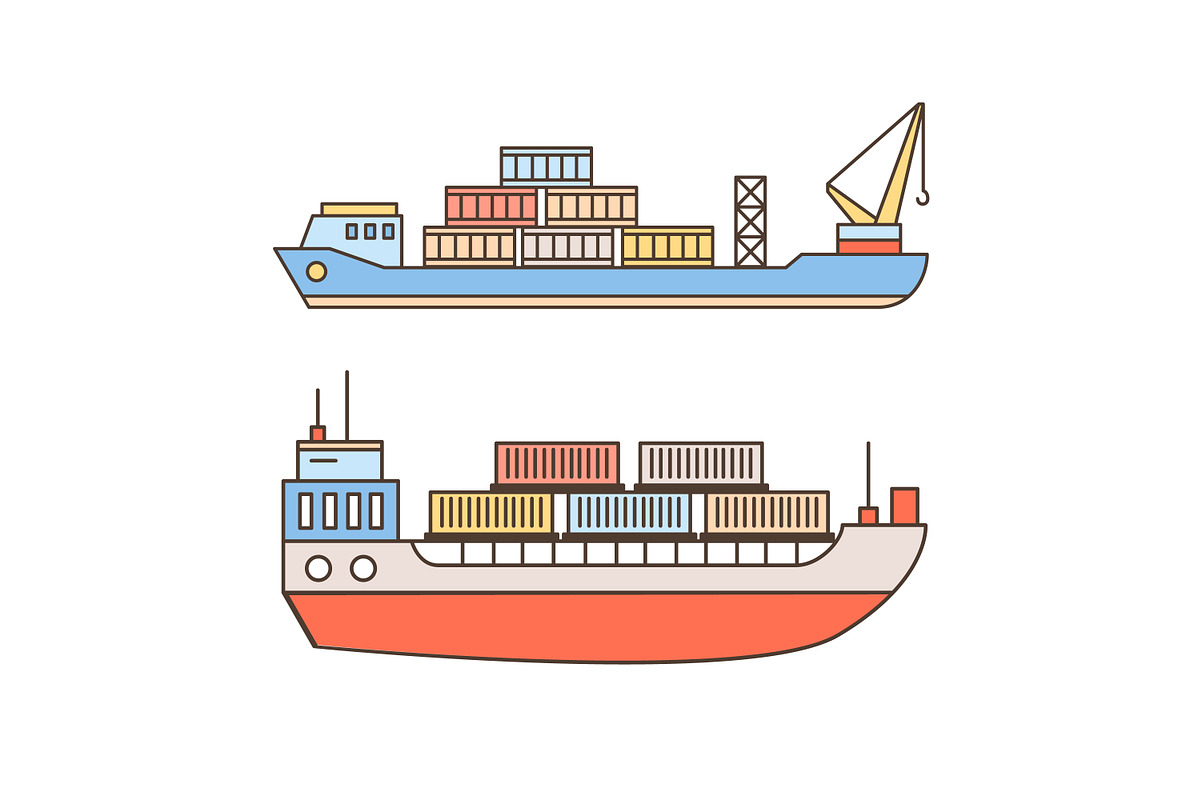 Freight vessels and industrial ships, a Transportation Illustration by Good Studio (Photo 4 of 4)