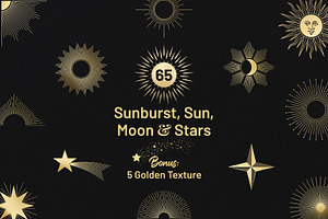 Sunburst, Sun, Moon & Stars Vectors