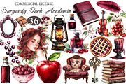 Watercolor Burgundy Dark Academia, an Illustration by designcity5 (Thumbnail 1 of 5)