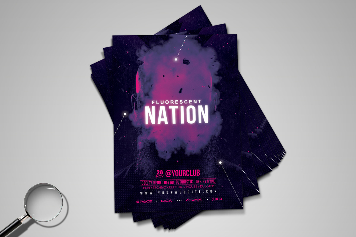 Fluorescent Nation | Flyer Template, a Flyer Template by GIGA-TEMPLATE (Photo 7 of 9)