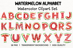 Watermelon Alphabet Clipart Bundle, an Illustration by PassionPNGcreation