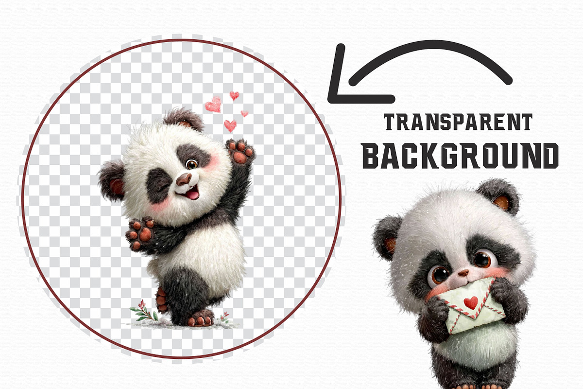 Valentine Panda Clipart, an Illustration by Libby Wishes (Photo 4 of 6)