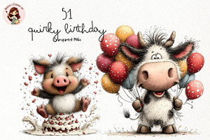 Quirky Birthday Animals PNG Clipart, an Animal Illustration by Nicolle's Colorful Art