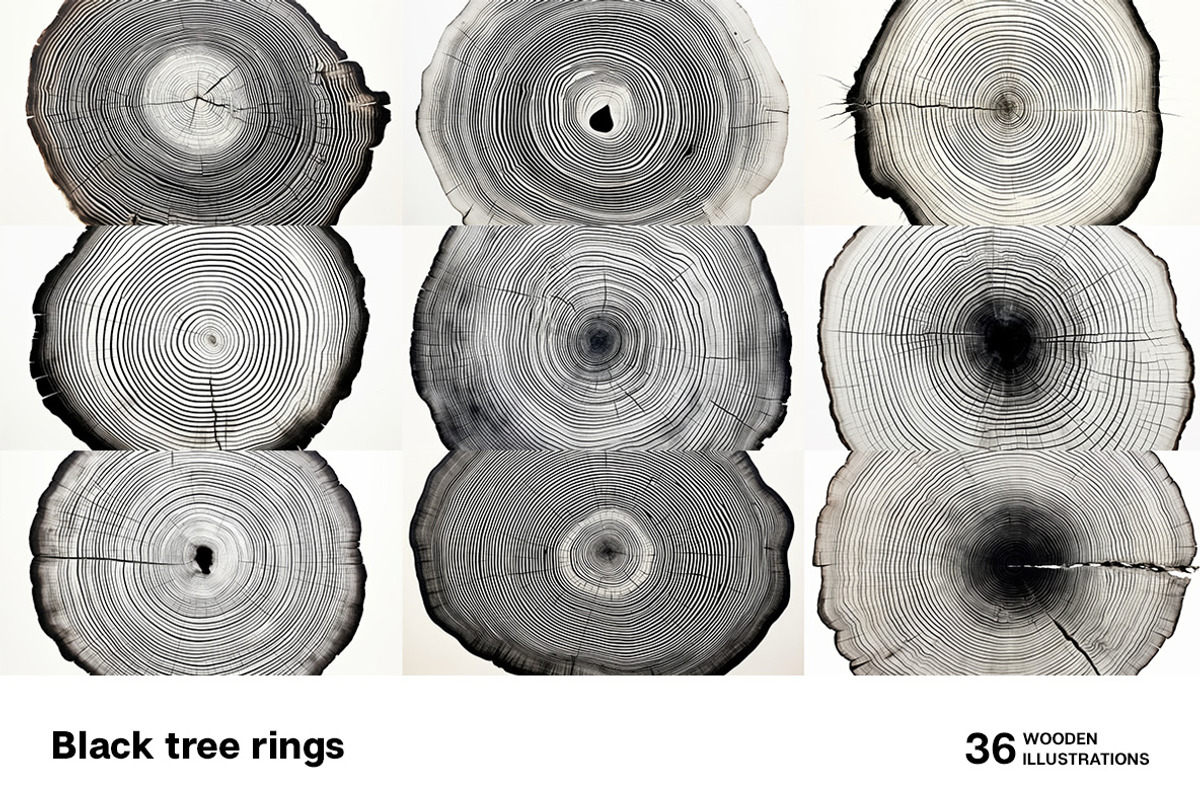 Black tree rings collection, a Decorative Illustration by Handmadefont