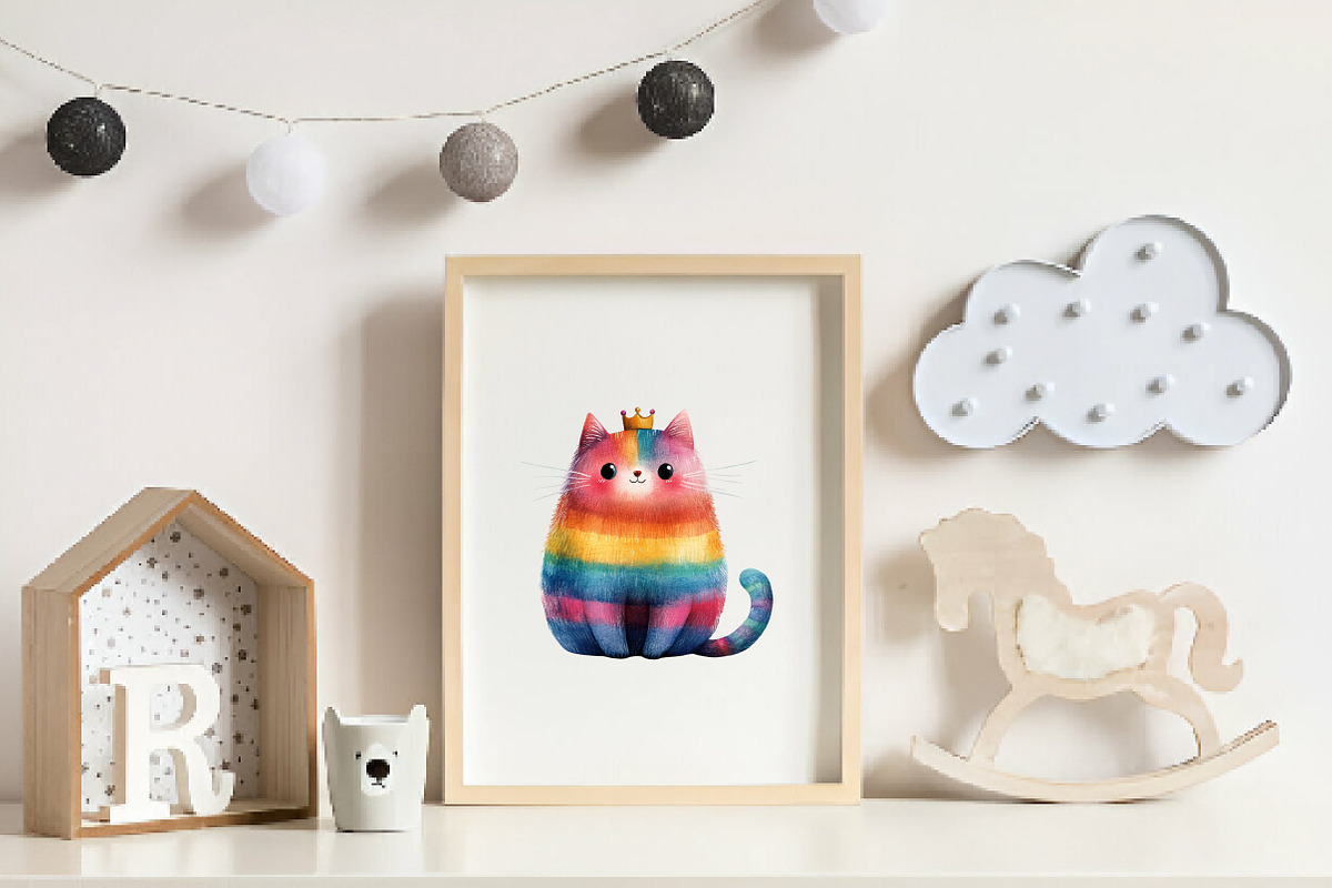 Adorable Rainbow Cute Cat Clipart, an Illustration by CreationArt (Photo 6 of 9)
