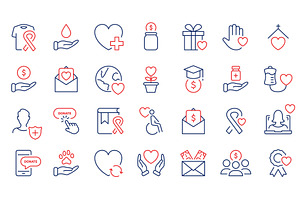 Charity Donate Hope and Love Icons, an Object Illustration by Vector Creator