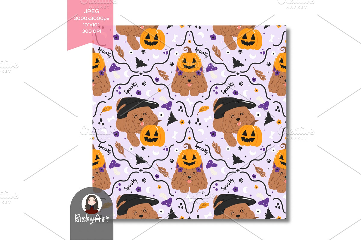 Halloween Dog Pumpkins Pattern, a Pattern Graphic by KisbyArt (Photo 3 of 3)