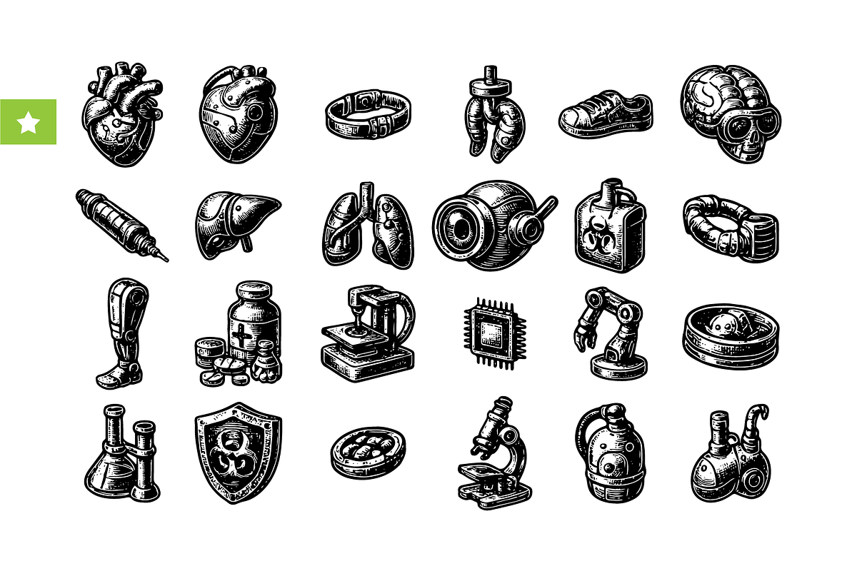 Medical and Technological Icons Set, an Object Graphic by RT Studio