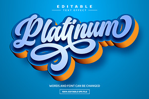 Platinum 3D Editable Text Effect