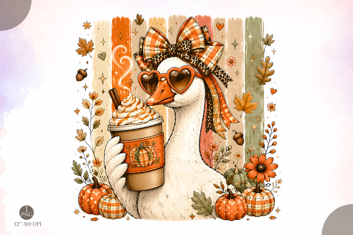 Preppy Fall Goose PNG,Coquette Fall, a Seasonal Illustration by Libby Wishes (Photo 1 of 3)