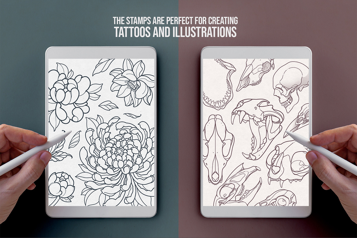 Procreate Stamps Bundle Tattoo, a Brush Add-On by InkPrintsTattoo (Photo 10 of 10)