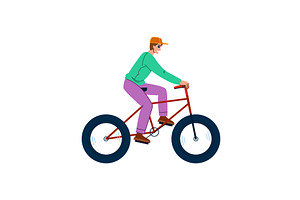Young man riding a fat bike enjoying, a Sport Illustration by pikepicture