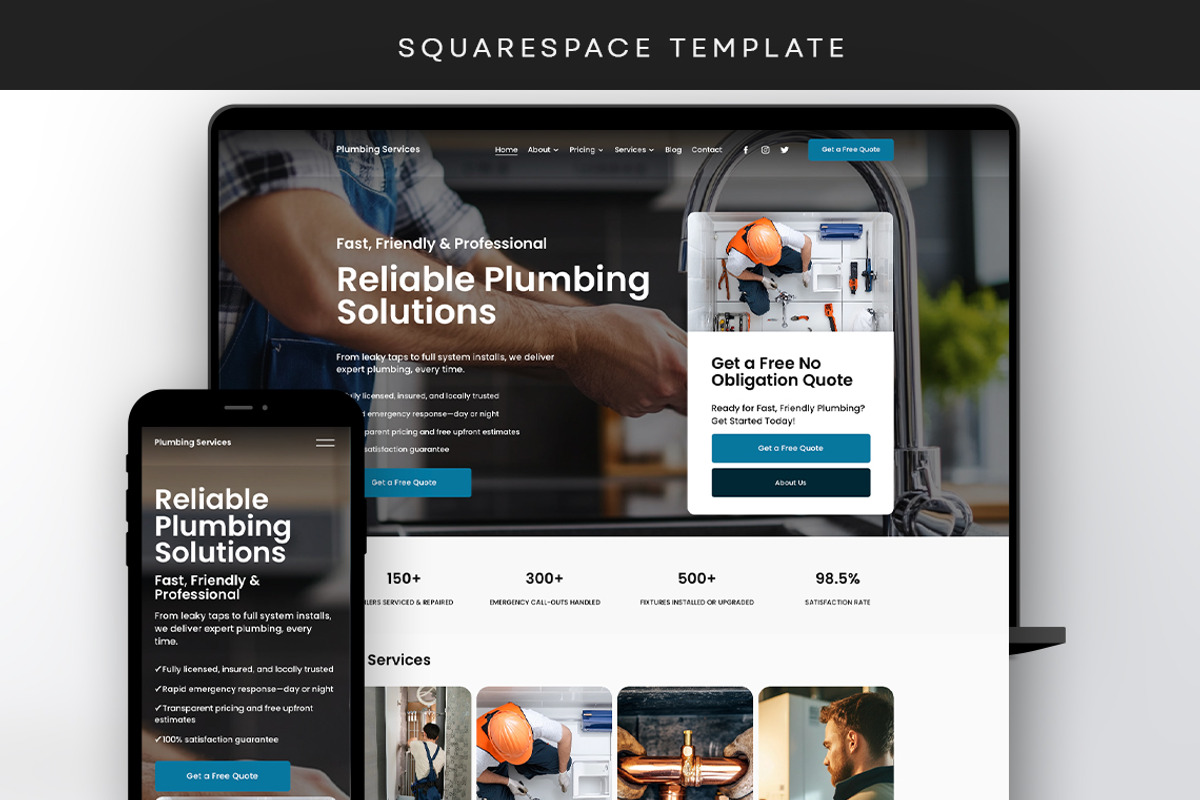 Plumber Website Template Design, a Squarespace Template by Template Twist Shop (Photo 1 of 10)
