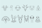 Hand Drawn Farm Animals Icon Set, an Outline Icon by MkStudio (Thumbnail 2 of 2)