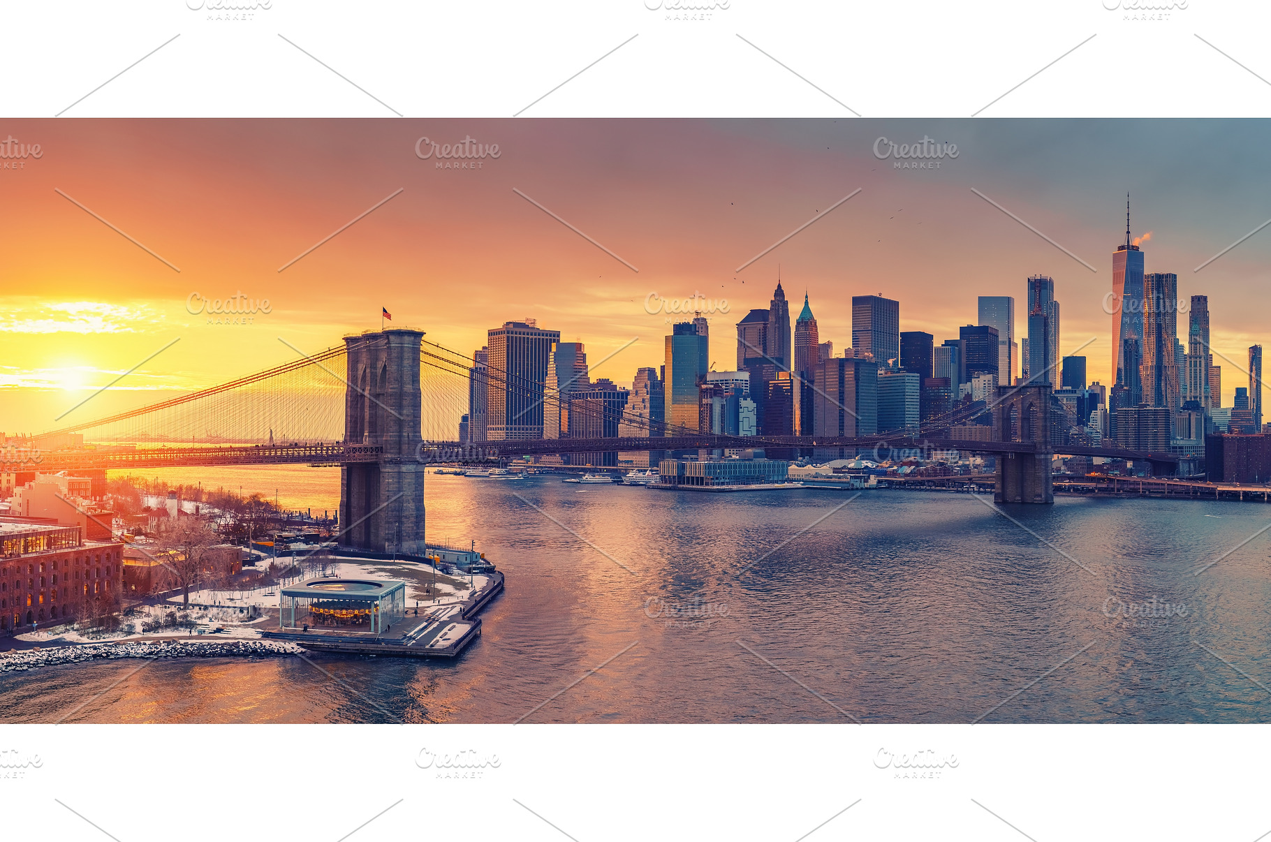 Brooklyn bridge and Manhattan at, an Architecture Photo by sborisov