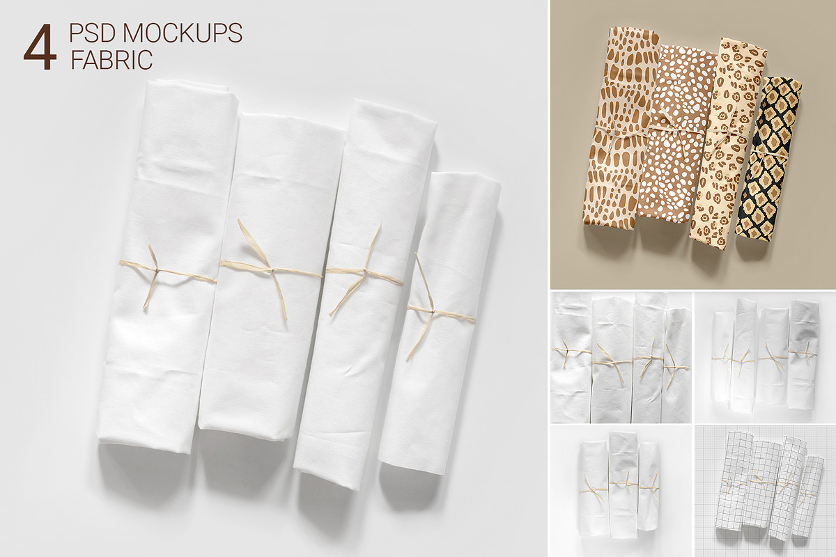Cotton Fabric Rolls Mockup, a Packaging Mockup by bazarova (Photo 1 of 8)