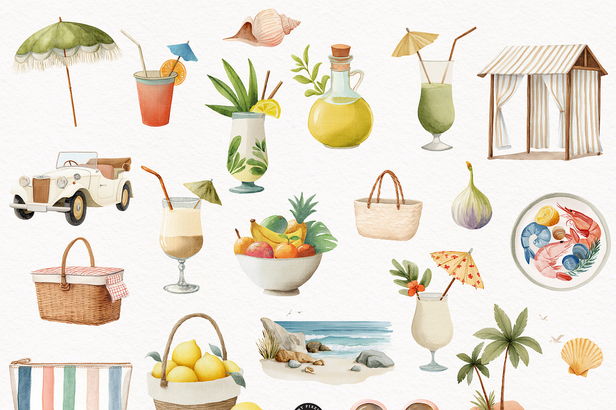 Mediterranean Summer Clipart Bundle, a Person Illustration by PaintPixelCo (Photo 5 of 15)