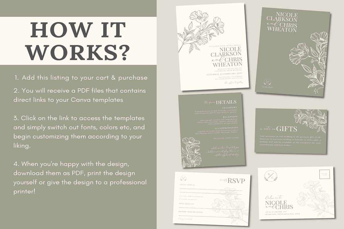 Green Wedding Invitation Template, an Invitation Template by LushBury (Photo 3 of 5)