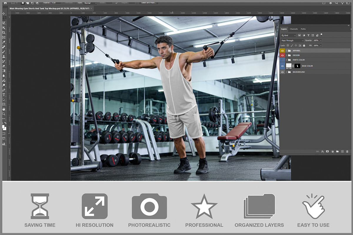 Male Wearing Gym Shorts And Tank PSD, a Shirt Mockup by Bruno's Shop (Photo 2 of 3)